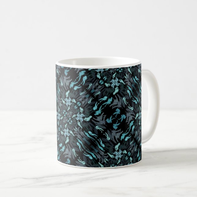 Taza De Café Abstract Aquatic Shaded Repeating Pattern Swirls (Anverso derecho)
