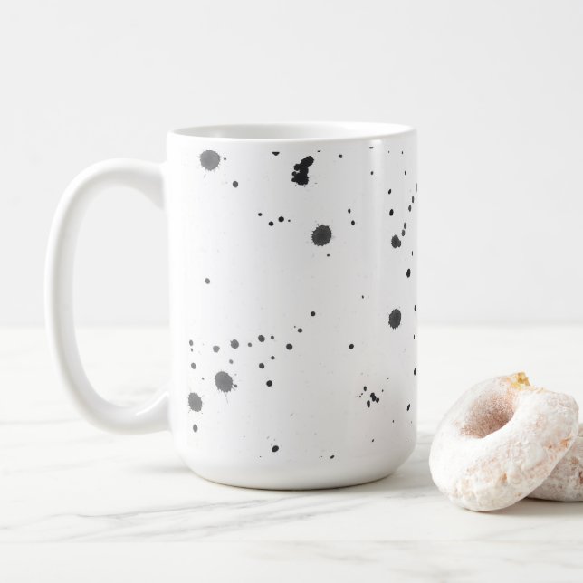 Taza De Café Abstract Black Paint Splash & Splatter Pattern (Con donut)