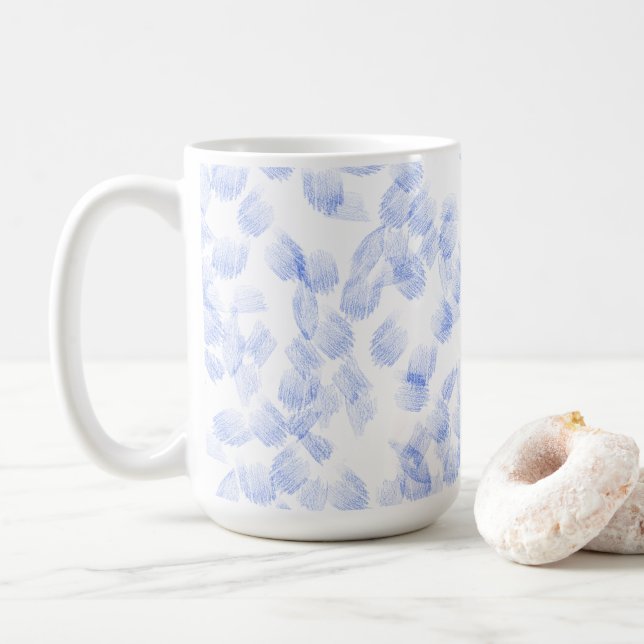 Taza De Café Abstract Blue Paint Brush Strokes Pattern (Con donut)