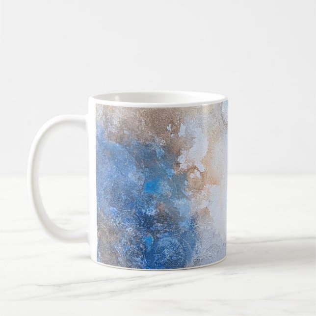 Taza De Café Abstract Blue & Sand Textured Clouds (Izquierda)