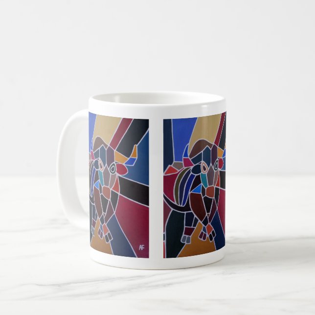 Taza De Café Abstract Bull Painting by Alfred Fox (Anverso izquierdo)