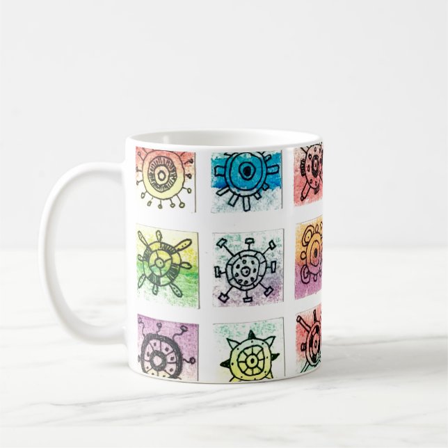 Taza De Café Abstract Circle Shapes Designs Illustration (Izquierda)