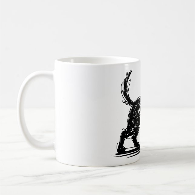 Taza De Café Abstract Dog Line Art  Minimalist Scribble Dog Mod (Izquierda)