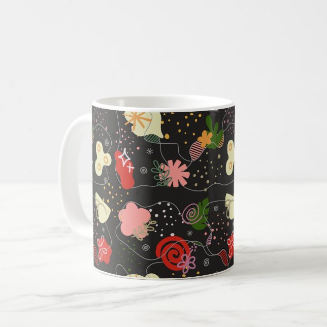 Taza De Café Abstract Floral Doodle (Anverso izquierdo)