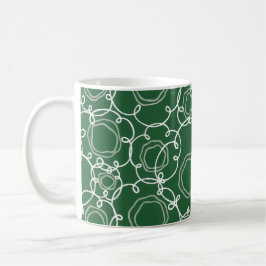Taza De Café Abstract Floral Matrix (Dark Green) Fine Art