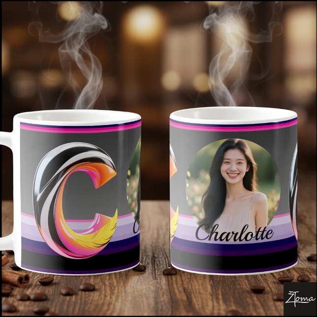 Taza De Café Abstract Fluid Letter C Neon Feather (This is a sample design. There are several models to choose from, with the name and color changed.
)
