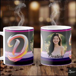 Taza De Café Abstract Fluid Letter D Neon Brush