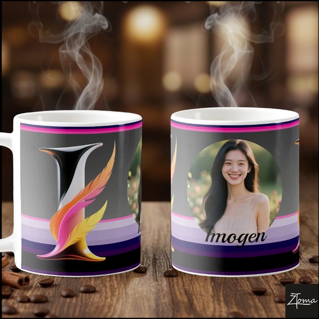 Taza De Café Abstract Fluid Letter I Neon Feather (This is a sample design. There are several models to choose from, with the name and color changed.
)