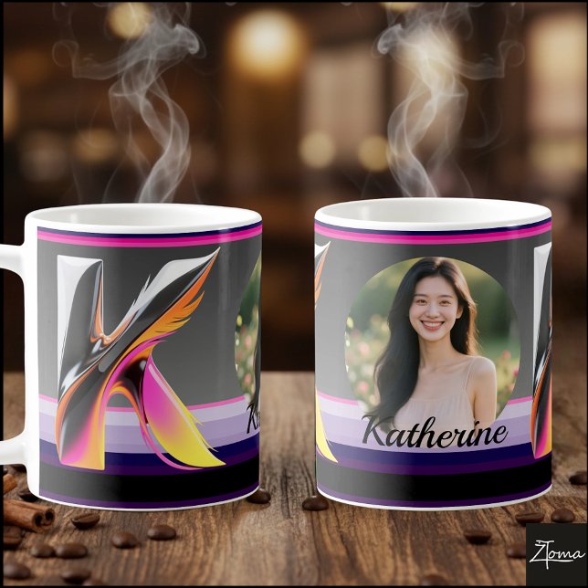 Taza De Café Abstract Fluid Letter K Neon Feather (This is a sample design. There are several models to choose from, with the name and color changed.
)