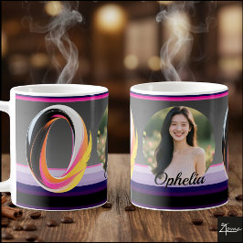 Taza De Café Abstract Fluid Letter O Neon Feather