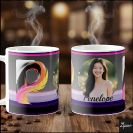 Taza De Café Abstract Fluid Letter P Neon Feather