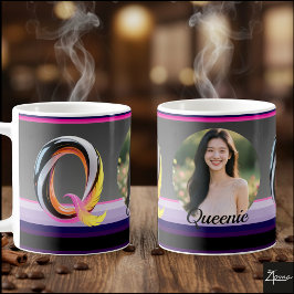 Taza De Café Abstract Fluid Letter Q Neon Feather