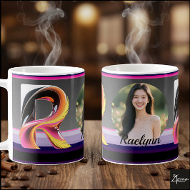 Taza De Café Abstract Fluid Letter R Neon Feather