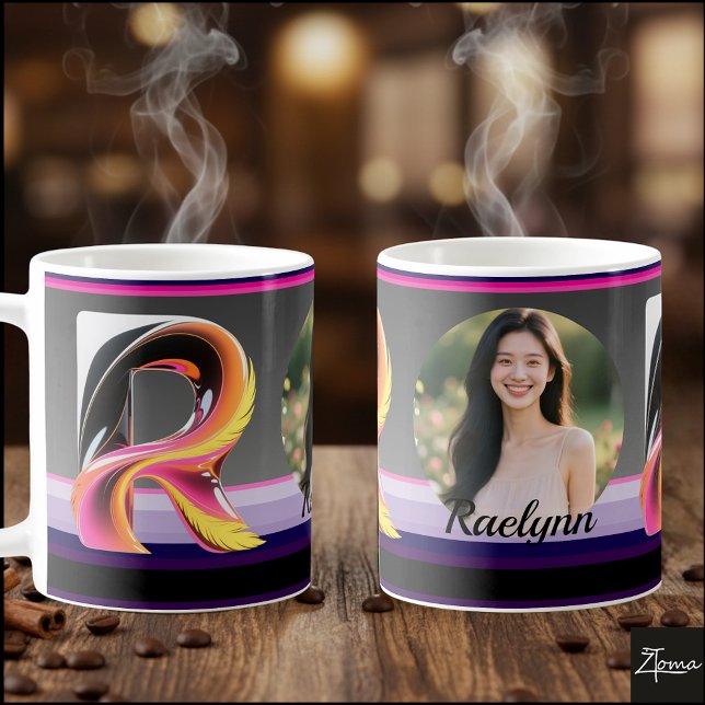 Taza De Café Abstract Fluid Letter R Neon Feather (This is a sample design. There are several models to choose from, with the name and color changed.
)