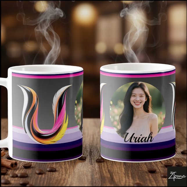 Taza De Café Abstract Fluid Letter U Neon Feather (This is a sample design. There are several models to choose from, with the name and color changed.
)
