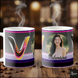 Taza De Café Abstract Fluid Letter V Glossy Neon