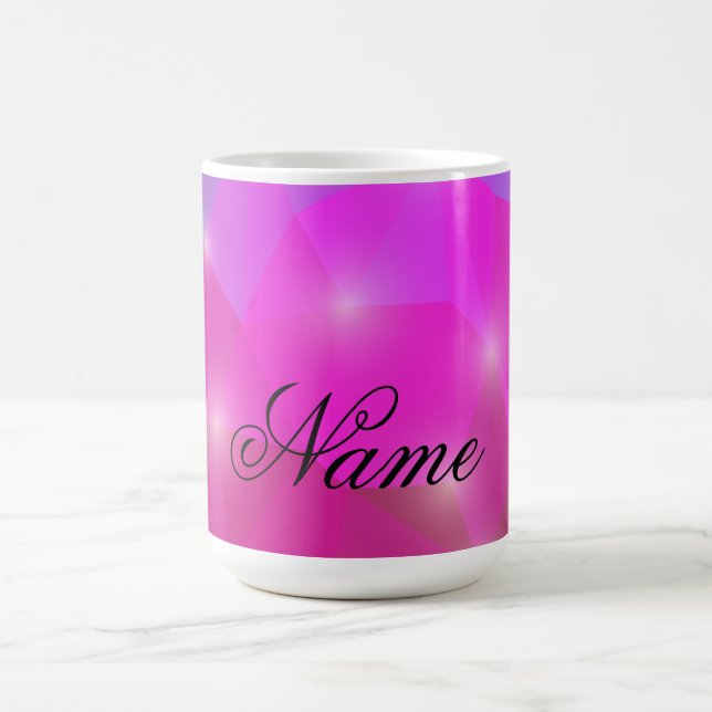 Taza De Café Abstract Geometric Crystal Mosaic in Pink (Centro)