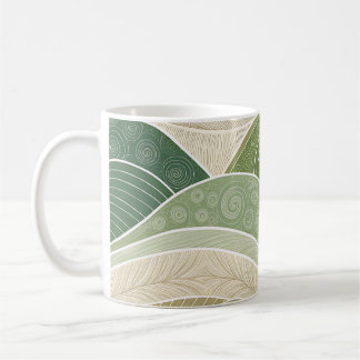 Taza De Café Abstract Green Hills Art Mug | Modern Nature