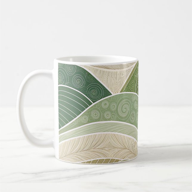 Taza De Café Abstract Green Hills Art Mug | Modern Nature (Izquierda)