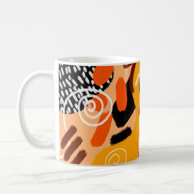 Taza De Café Abstract Hand Drawing Geometric Shapes Brush Strok (Izquierda)