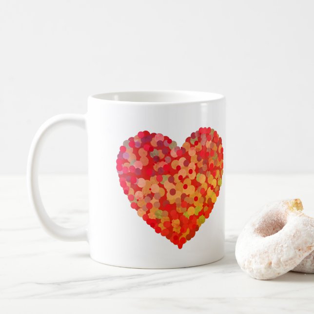 Taza De Café Abstract Heart Confetti Art (Con donut)