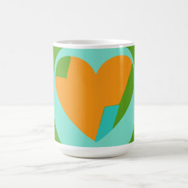 Taza De Café Abstract Heart Green Teal Orange Circle