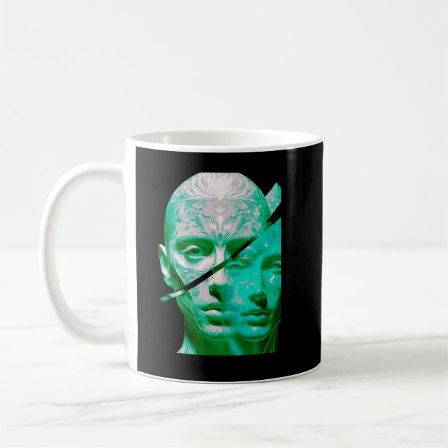 Taza De Café Abstract Human Identity – Dual Perception Textured (Izquierda)