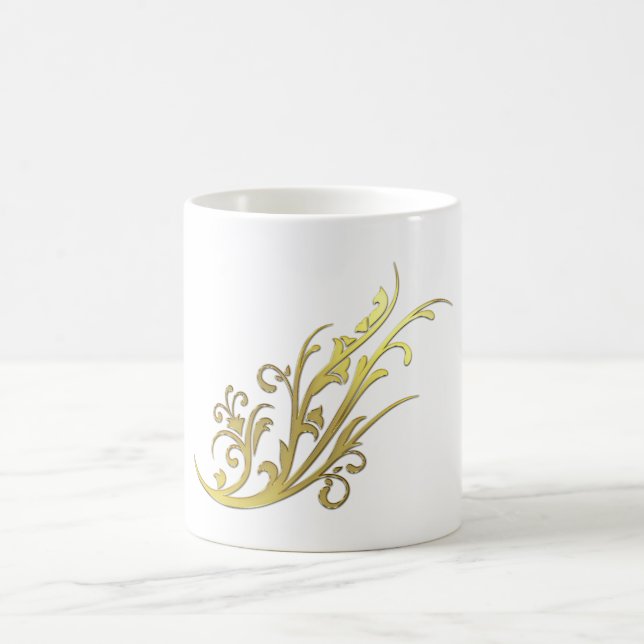 Taza De Café Abstract Luxury Faux Gold Flower (Centro)