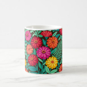 Taza de café Abstract Mexican Zinnias Butterflies