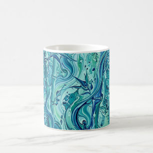 Taza de café Abstract Ocean Blue Bamboo Grove