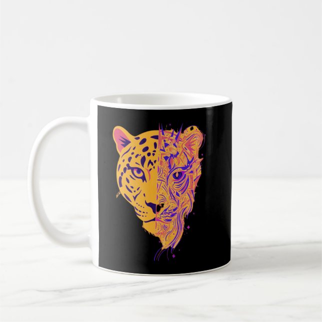 Taza De Café Abstract Panther Identity – Symbolic Modern Art (Izquierda)