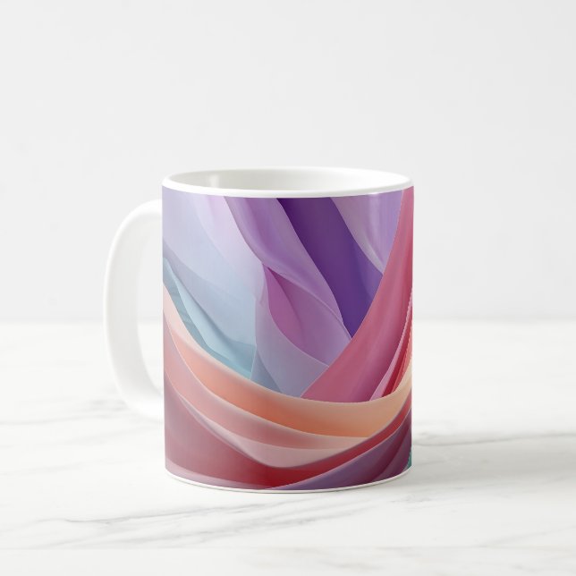 Taza De Café Abstract Pastel Fabric Waves  (Anverso izquierdo)