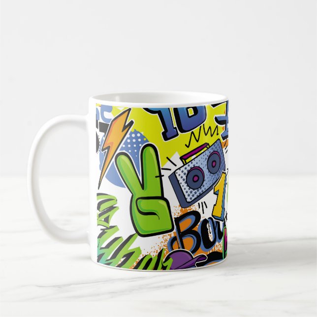 Taza De Café Abstract seamless comics pattern with palm tree, h (Izquierda)