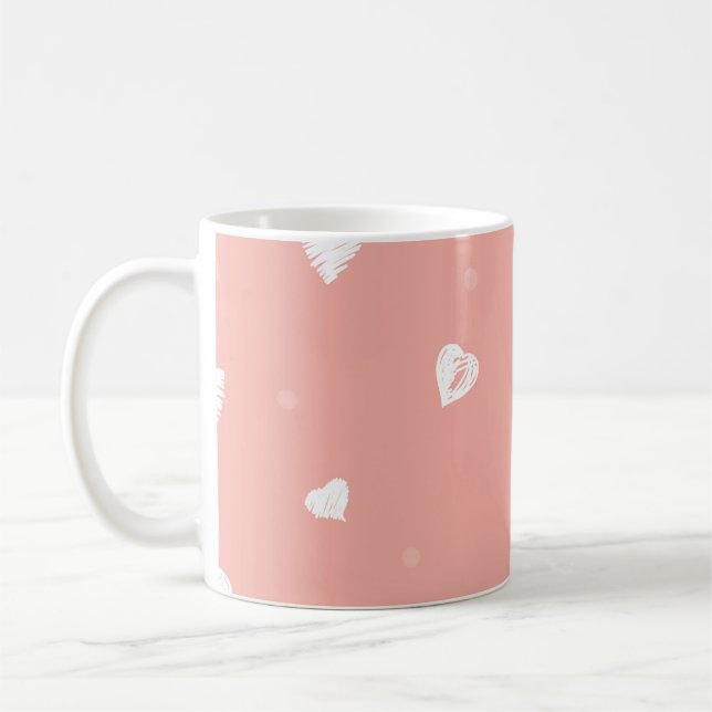 Taza De Café Abstract seamless pattern with hand drawing hearts (Izquierda)