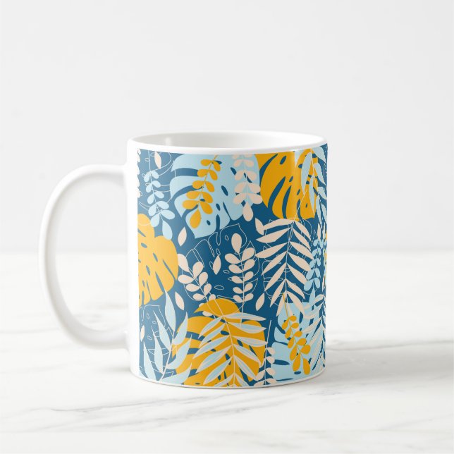 Taza De Café Abstract seamless pattern with tropical leaves and (Izquierda)