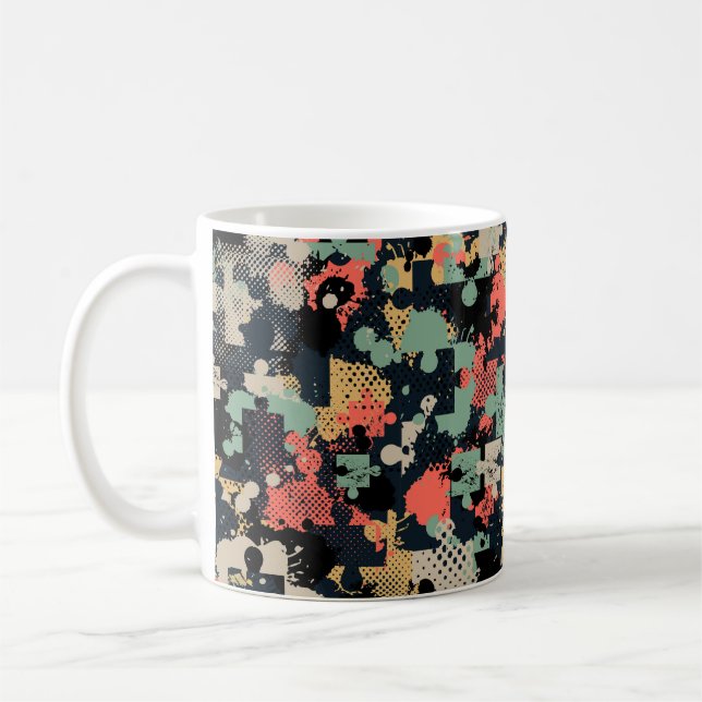 Taza De Café Abstract seamless puzzle pattern with puzzle, squa (Izquierda)
