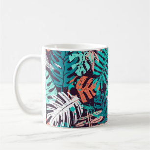 Taza De Café Abstract seamless tropical leaves pattern. Creativ