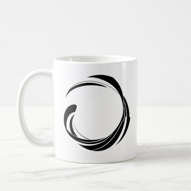 Taza De Café Abstract Swirl Circle Design – curved ring artwork (Izquierda)