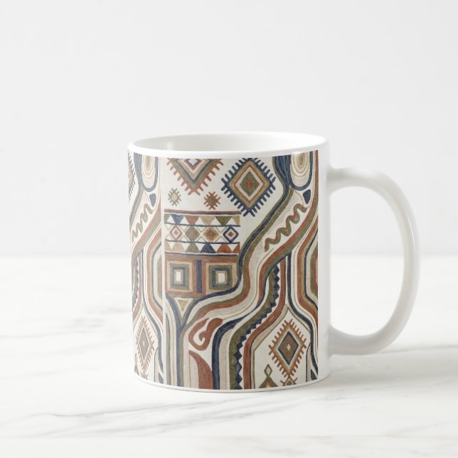Taza De Café Abstract Tribal Geometric Embroidery Pattern (Derecha)