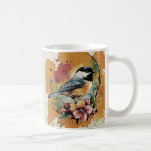 Taza De Café Abstract Watercolor Chickadee - Amber