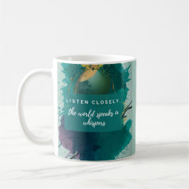 Taza De Café Abstract Watercolor Chickadee - Mug Verde azulado