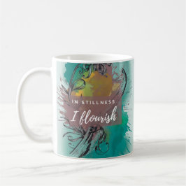 Taza De Café Abstract Watercolor Chickadee - Mug Verde azulado