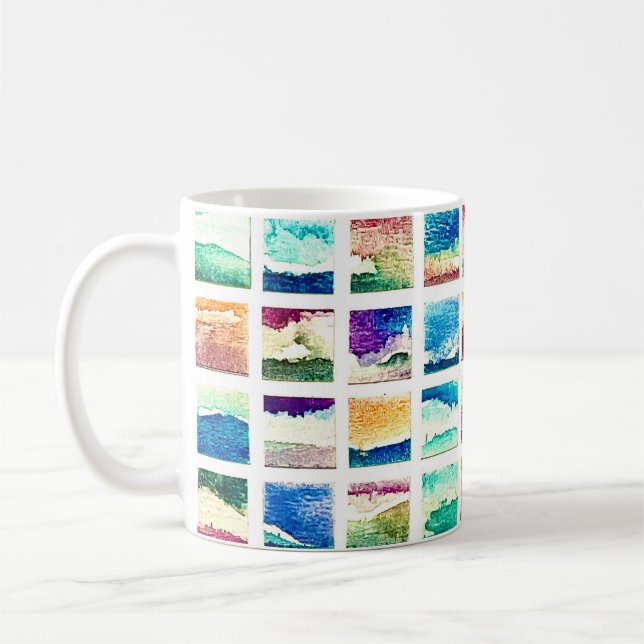 Taza De Café Abstract Watercolor Cloud Squares (Izquierda)