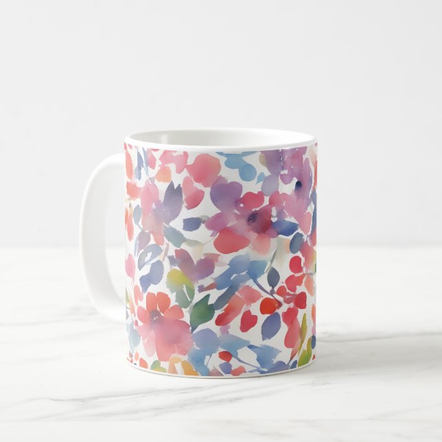 Taza De Café Abstract Watercolor Loose Florals (Anverso izquierdo)