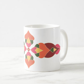 Taza de café abstracta floral folk cálida