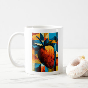 Taza de café abstracta geométrica de fresa retro