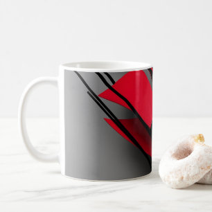 Taza de café abstracta moderna en rojo y negro