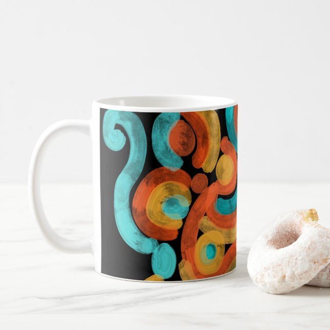 Taza de café abstracta y colorida (Con donut)
