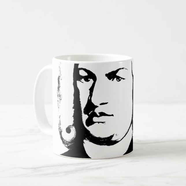 Taza De Café Abstractamente y Johann Sebastian Bach en negras (Anverso izquierdo)