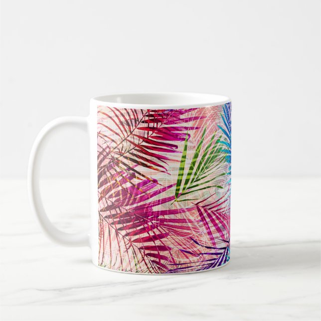 Taza De Café Abstracto acuarela deja patrón de alamante (Izquierda)